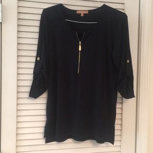 Navy 3/4 long sleeve with gold zip